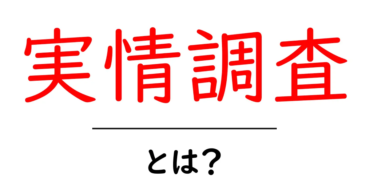 実情調査・とは？初心者向け完全ガイド：基礎から実践まで共起語・同意語・対義語も併せて解説！
