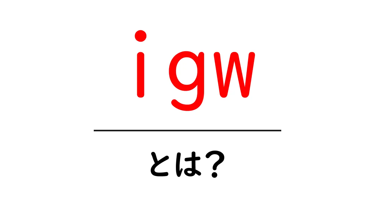 igw・とは？初心者が知っておくべき igw の基本と使い方共起語・同意語・対義語も併せて解説！