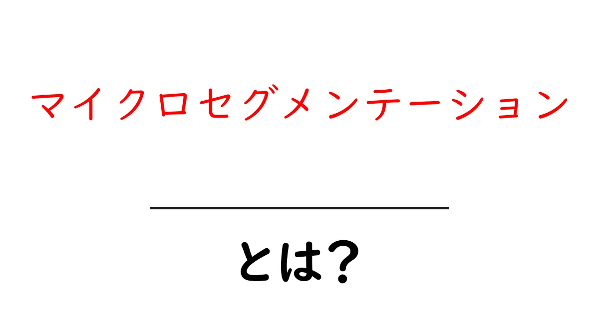 マイクロセグメンテーション・とは？初心者向けに分かりやすく解説共起語・同意語・対義語も併せて解説！