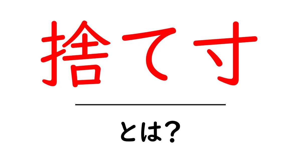 捨て寸とは？初心者でも分かる測り方と使い方の基本ガイド共起語・同意語・対義語も併せて解説！