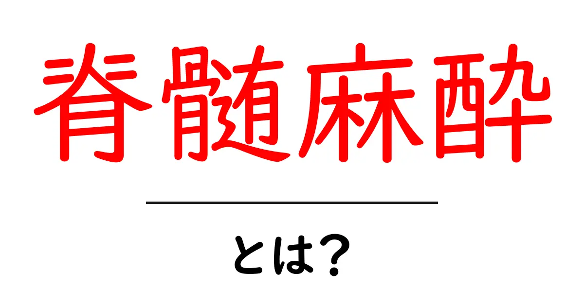 脊髄麻酔・とは？初心者のためのわかりやすい基本ガイド共起語・同意語・対義語も併せて解説！