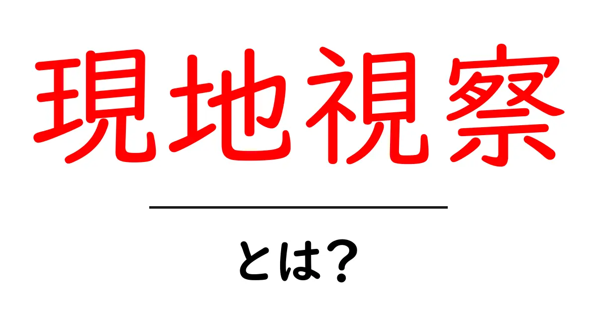 現地視察・とは？初心者のための現地視察入門と実践ガイド共起語・同意語・対義語も併せて解説！