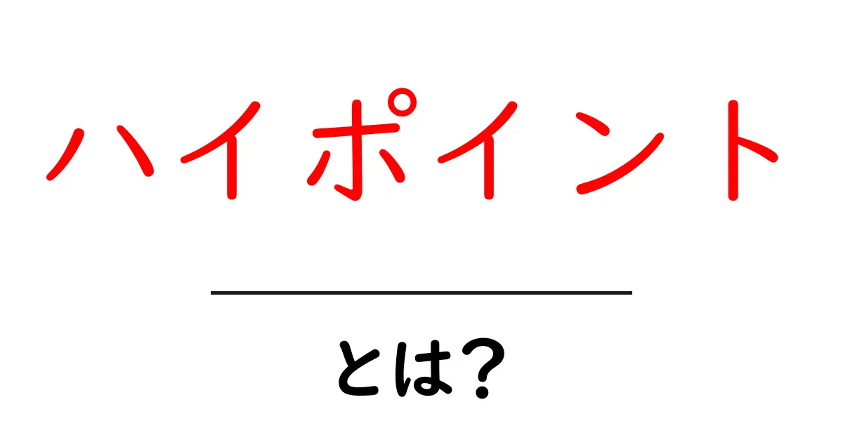 ハイポイントとは?初心者にもわかるその意味と重要性を解説共起語・同意語も併せて解説!