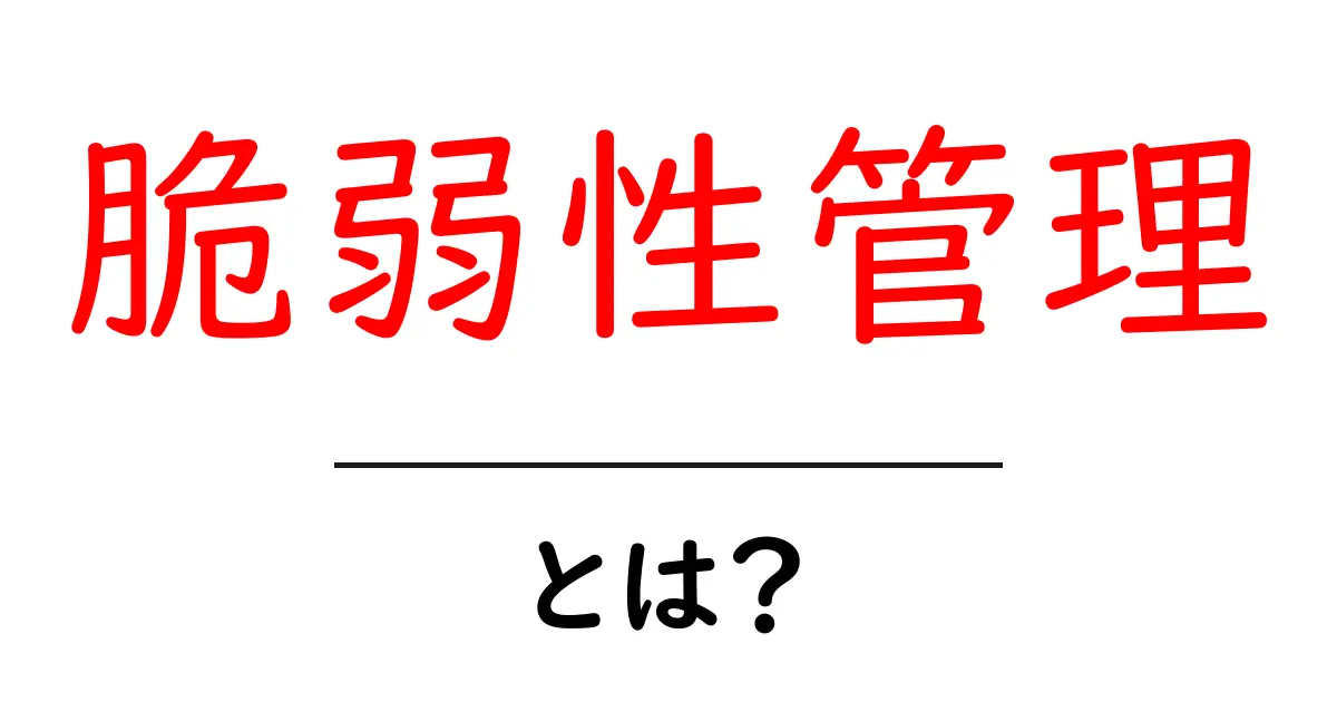 脆弱性管理とは？安全なインターネットライフを守るための基礎知識共起語・同意語も併せて解説！