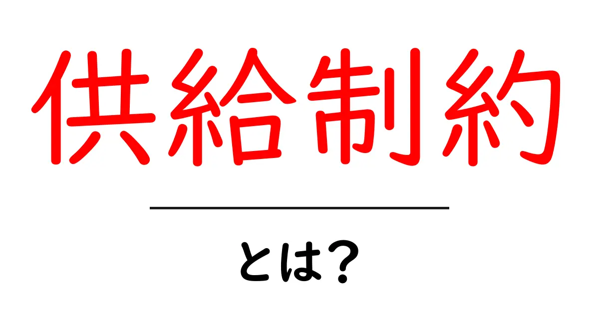 供給制約とは?経済の基礎からわかるその意味と影響共起語・同意語も併せて解説!