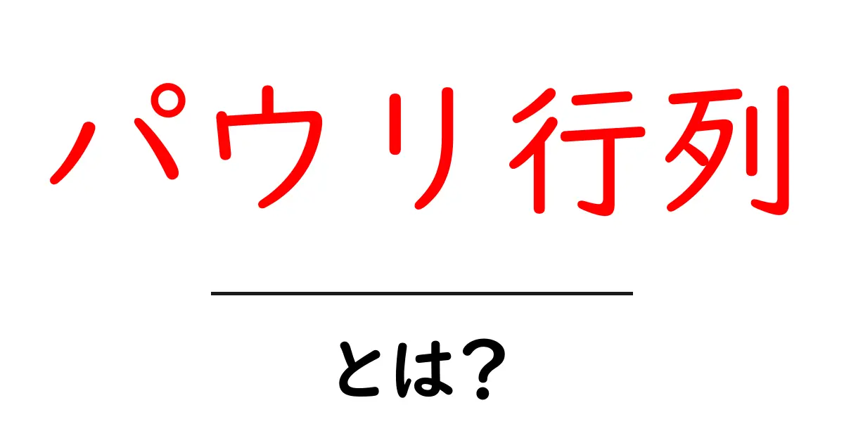パウリ行列とは?初心者でもわかる簡単解説共起語・同意語も併せて解説!