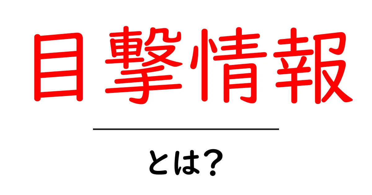 目撃情報とは?知られざる実態とその影響を解説します!共起語・同意語も併せて解説!
